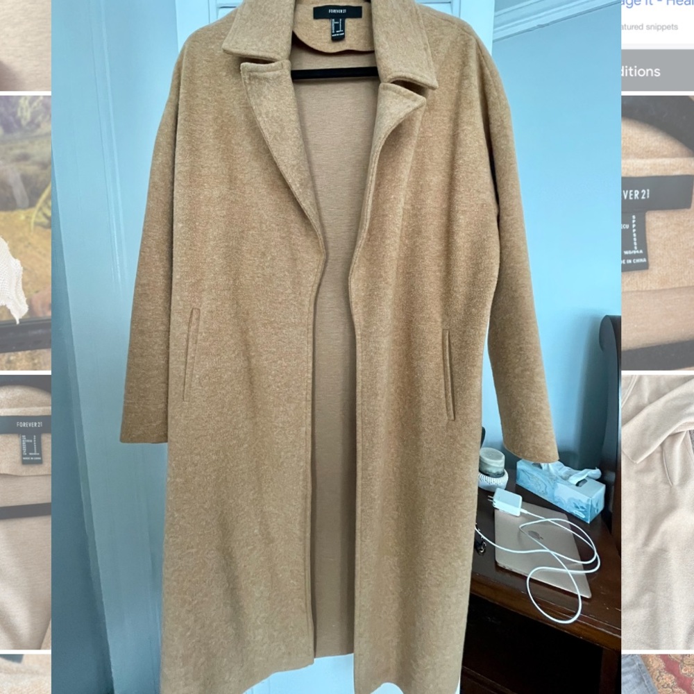Forever 21 Tan Trench Coat Oversized Fit Size Small